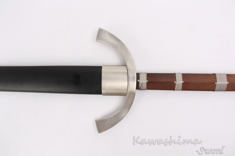 Free Shipping-European Medieval Sword Long Spring Steel Blade Full Tang For Battle Wooden Scabbard Stainless Guard