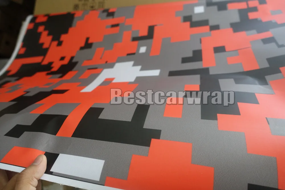 Large Digital Orange Tiger Camouflage Vinyl wrap Film with air Free / Pixel Car Sticker foil 1.52x30m/Roll 5x98ft |