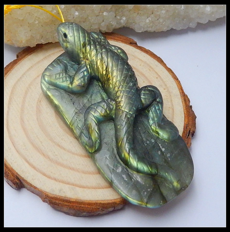 Распродажа 1 шт. натуральный камень яркий лабрадорит ящерица модный длинный
