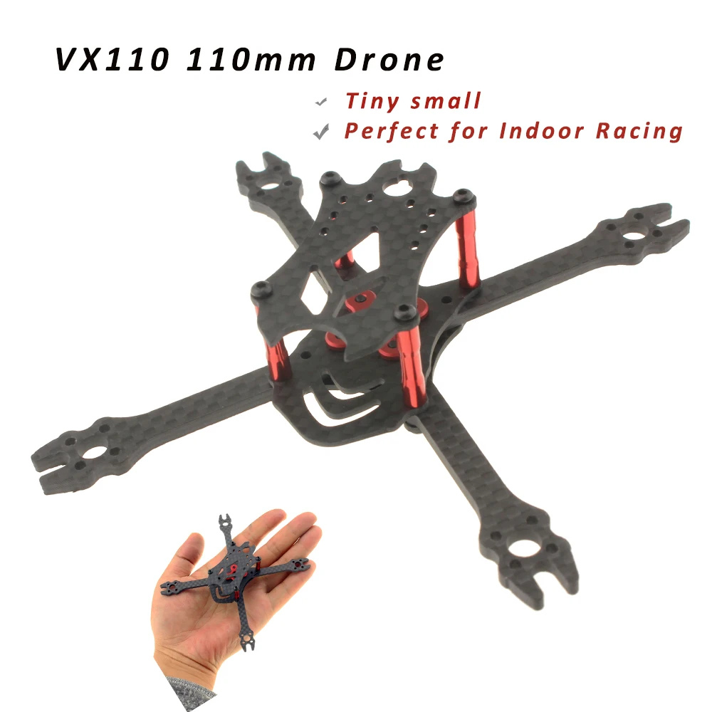

VX110 110mm Wheelbase Carbon Fiber Frame 2.5 Inch 2030 Propeller for Indoor Micro FPV Racing Drone Quadcopter