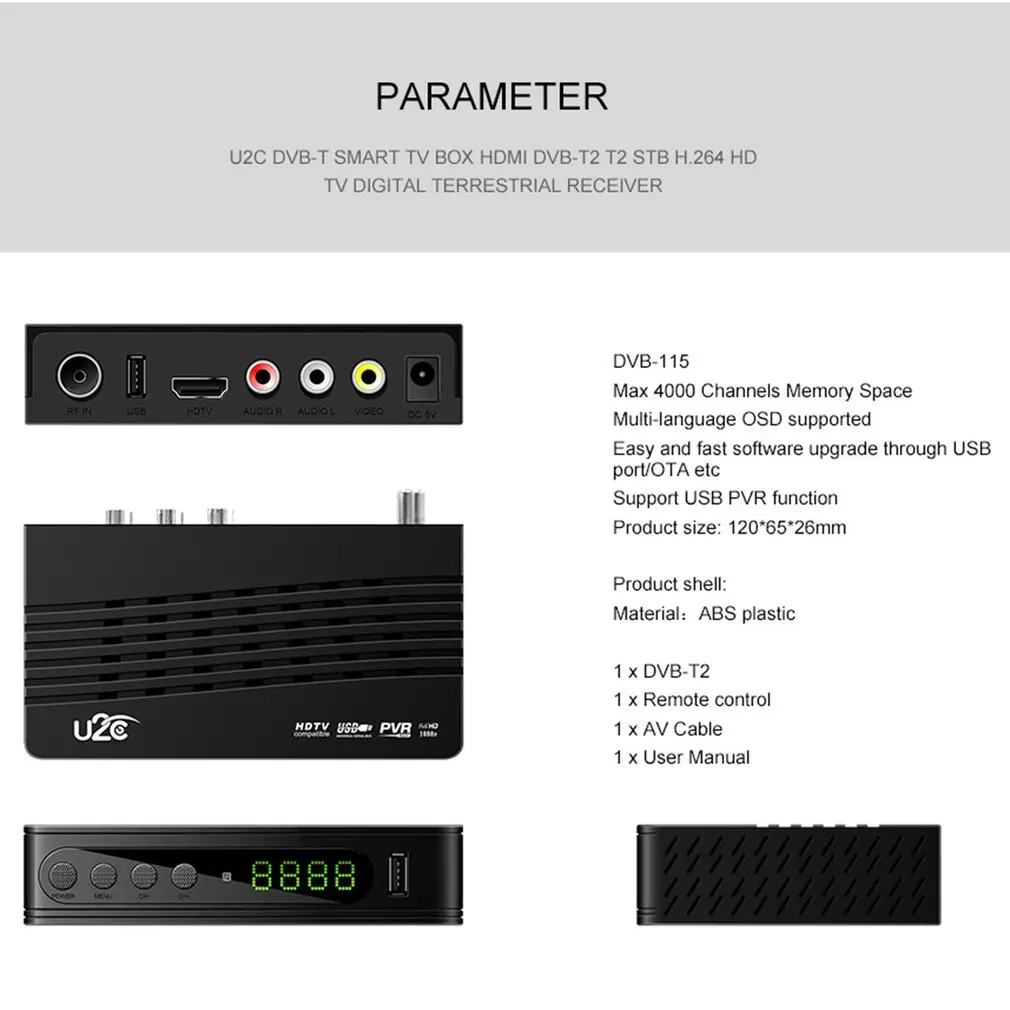 2C DVB-T Смарт ТВ Box HDMI DVB-T2 T2 STB H.264 HD tv цифровая эфирный приемник DVB T/T2 компьютерной приставки к Коробки ТВ