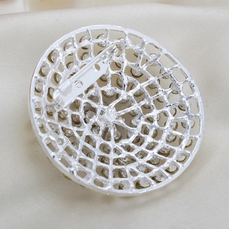 2014 New Dome Round Silver Alloy Rhinestone Flower Brooches pins Women Girl Gift brooch wedding Free Shipping|j_b_003 | Украшения и