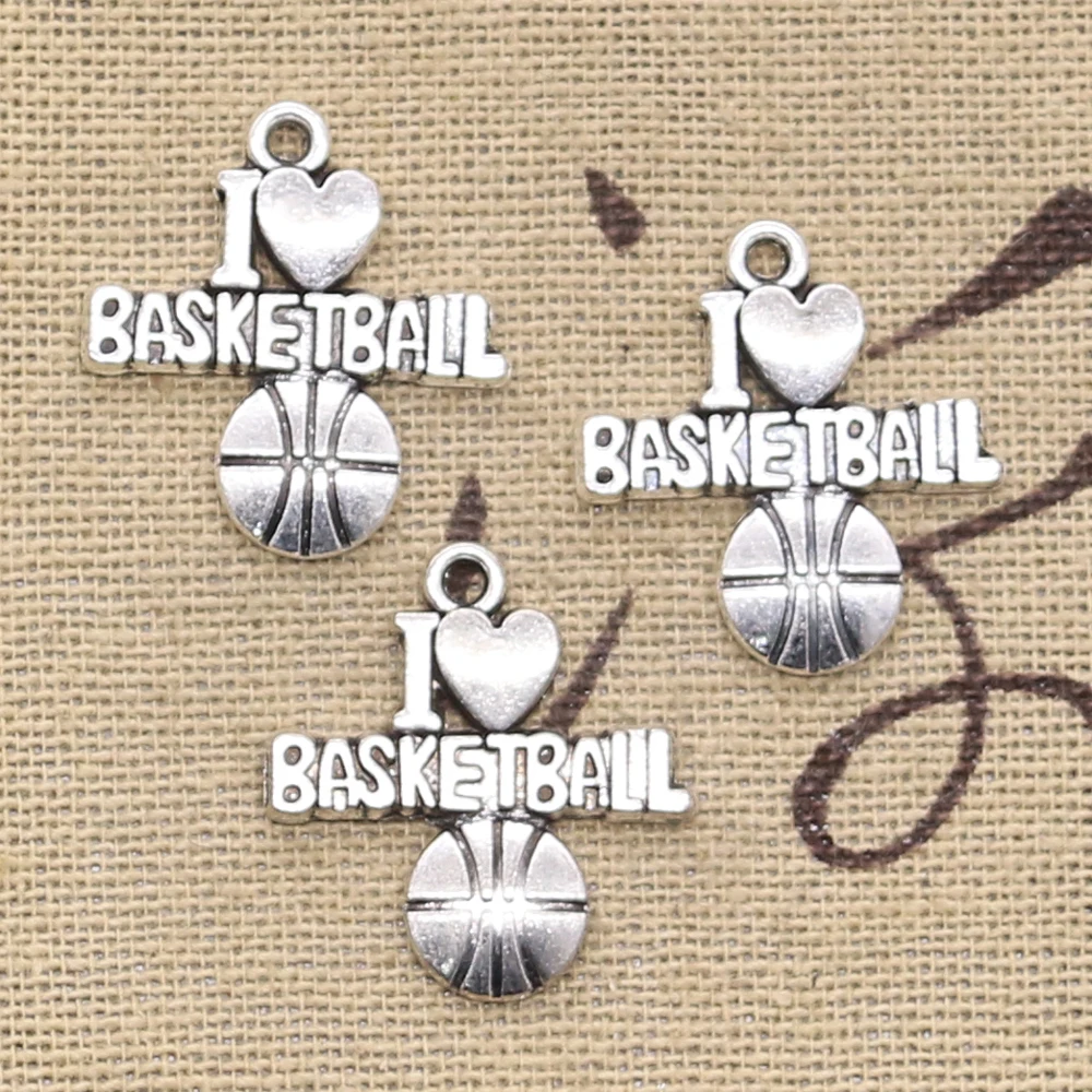 

8pcs Charms I Love Basketball 21x20mm Antique Making Pendant fit,Vintage Tibetan Bronze Silver color,DIY Handmade Jewelry