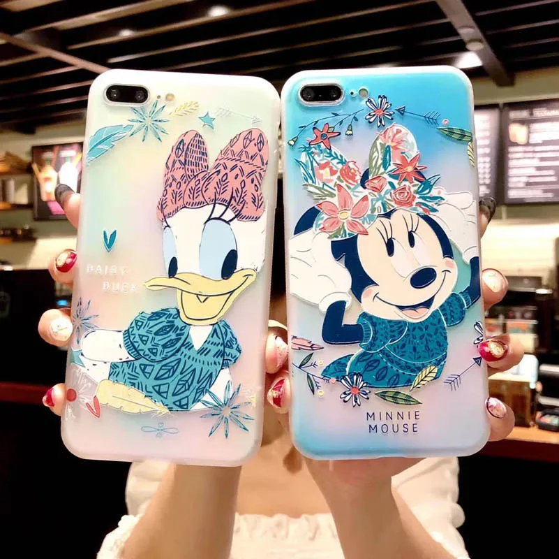 3D Relief Cartoon Donald Duck Soft Case For iPhone X 6 6S 7 8 Plus Thin 7plus 8plus Silicone Back Cover Bumper |