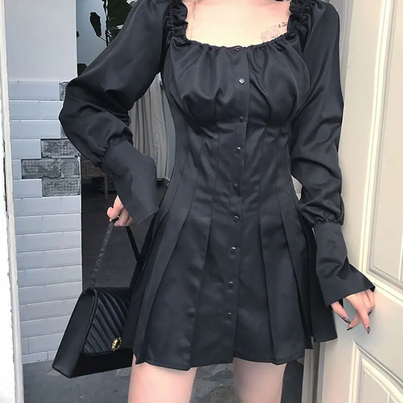 [HG] 2019 весеннее Новое Женское модное платье с длинным рукавом и однотонное