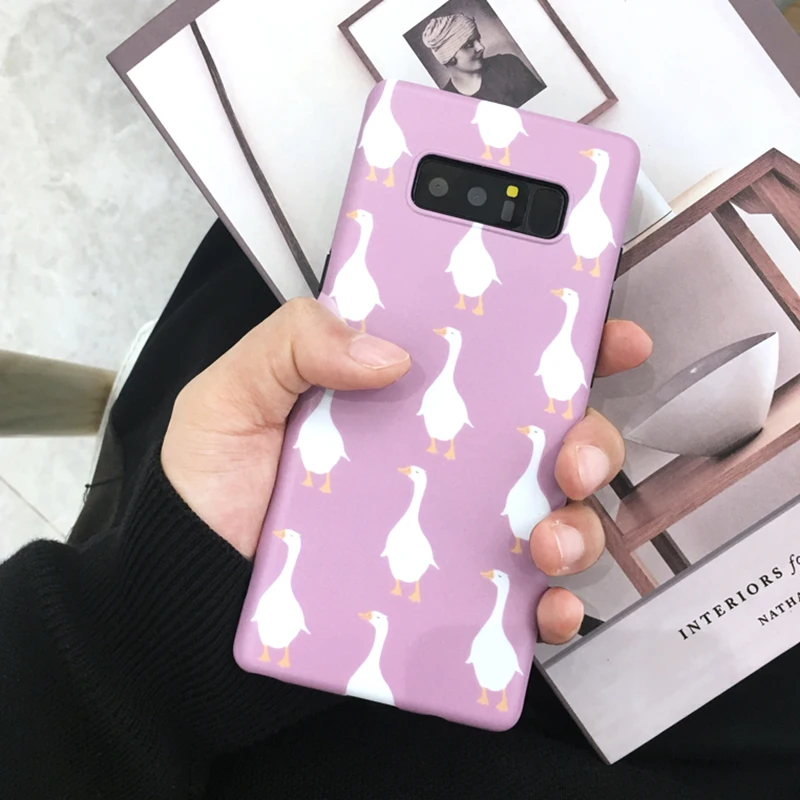 YHBBCASES Cartoon Cute Duckling Soft Cases For Samsung Galaxy S8 S9 Plus Funny Animal Purple Phone Cover Note 8 9 |