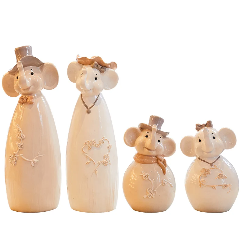 

white creative resin family elephant statue home decor crafts room decoration elephant loves ornament resin animal figurines