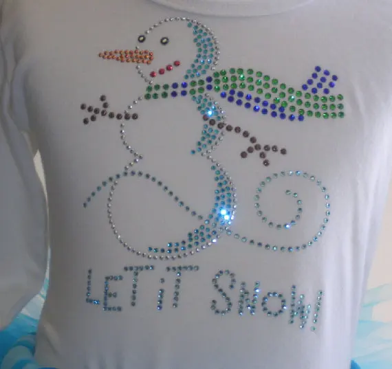 2 шт./лот Рождество пусть снег гладить на Стразы перенос горячей фиксации стразы