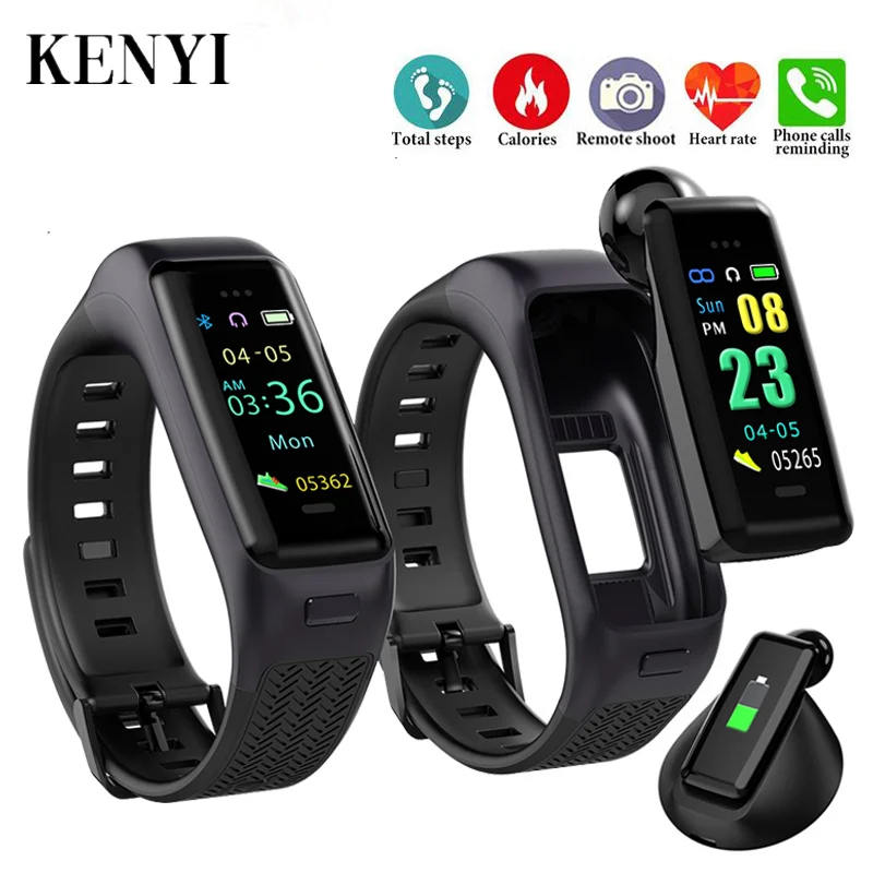 KENYI K22 фитнес браслет и спортивные Bluetooth наушники с микрофоном шагов расстояние