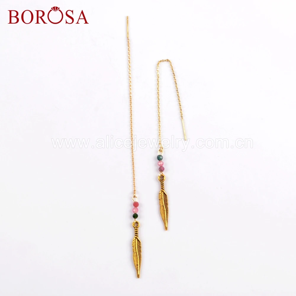 BOROSA 10 пар Druzy ювелирных изделий Boho Chic оставьте бусинами регулируемые Длинные