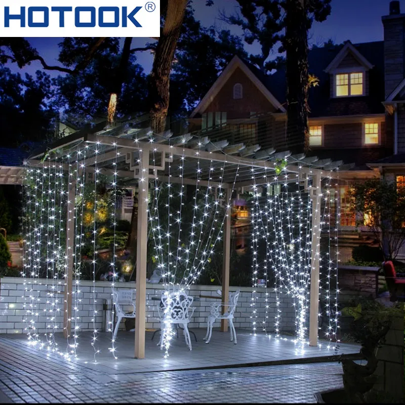 

HOTOOK Holiday Lighting Christmas LED Curtain String Fairy Lights IP65 4m 3x3m RGB Garland for Outdoor Wedding Party Decoration