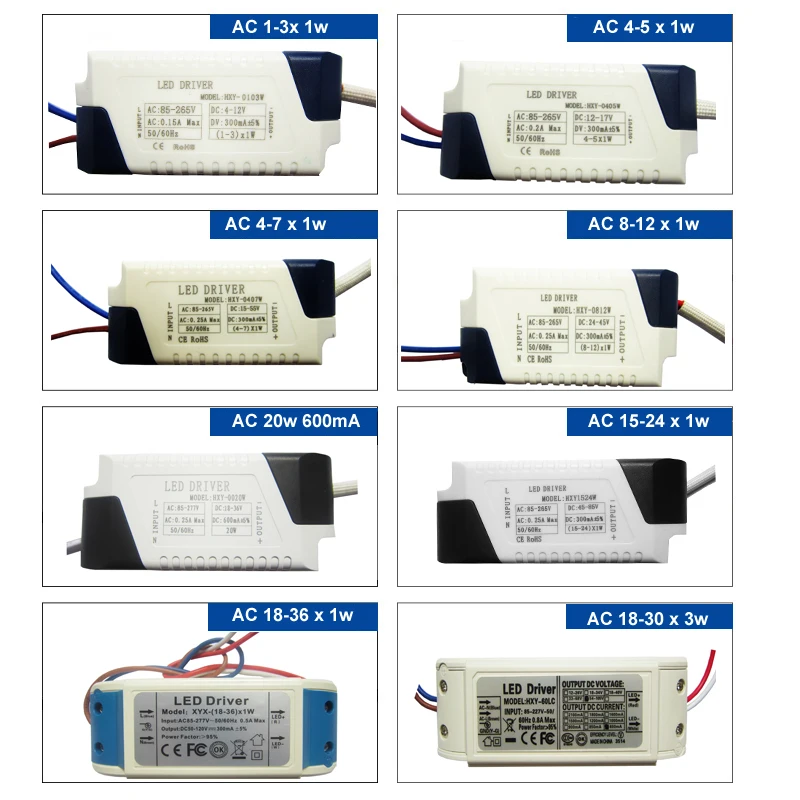 85-265Vac Power Supply 1w 3w 5w 7w 10w 20w 30w 36W 50w 100w LED Driver transformer non Waterproof for Ceiling Lamp Floodlight | Освещение