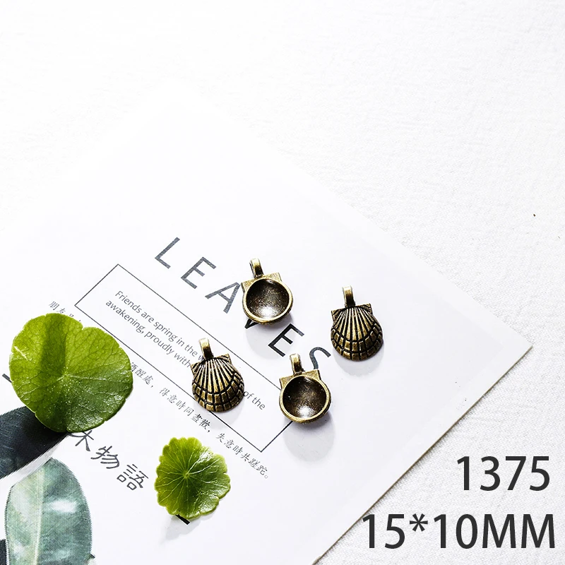 

15*10mm 20pcs Shell Alloy Pendant For Diy Jewelry Making 2 Colors Antique Silver Antique Bronze No.1375