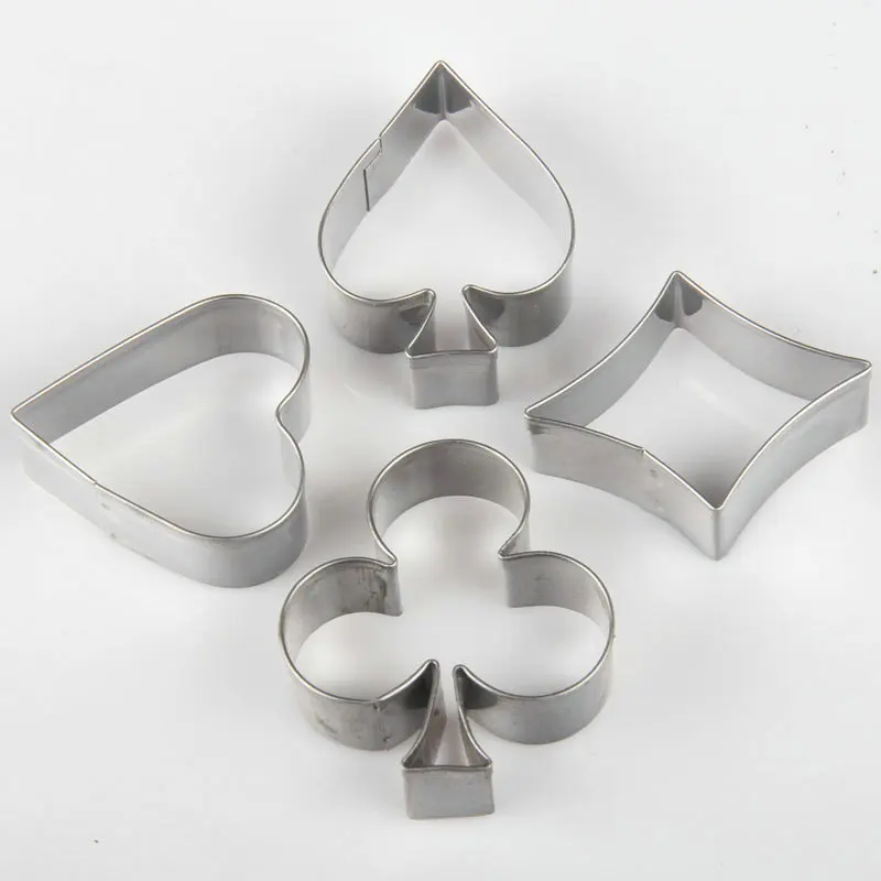 

4pcs Mini Poker Shape Cookie Cutter Set Stainless Steel Biscuit Mold Fondant Cake Decorating Tools