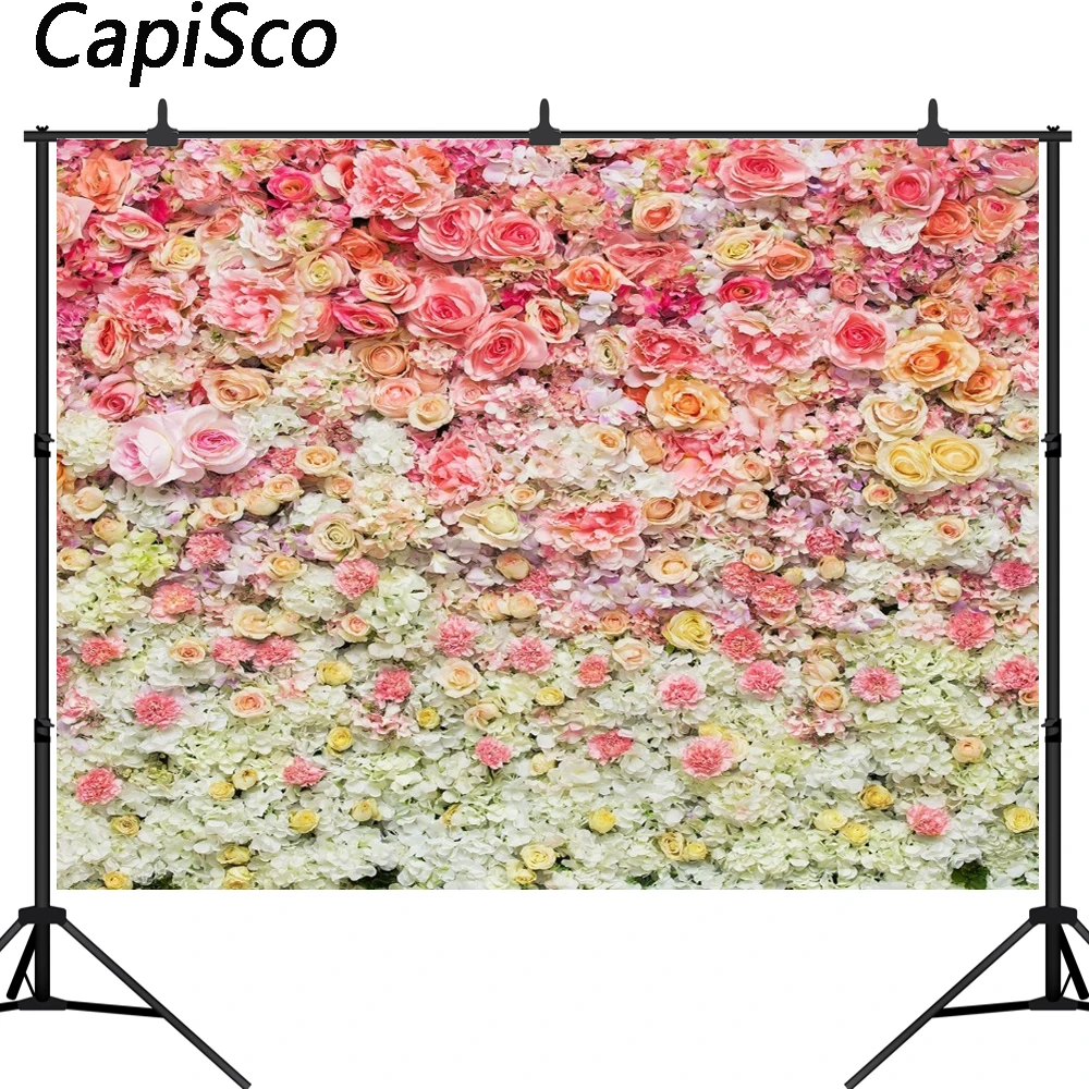 

Capisco Blossom Flowers Wall Wedding Baby Children Photography Backgrounds Customized Photographic Backdrops For Photo Studio