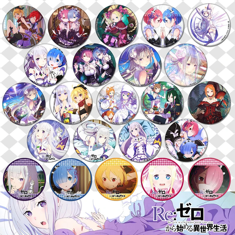 ZXFJXR 58 мм анимационный значок Re Zero Kara Hajimeru Isekai Seikatsu Rezero REM RAM glag Emilia Loli брошь
