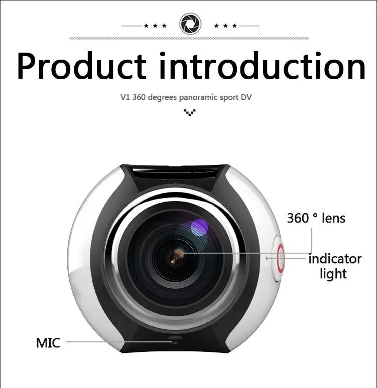 QUIDUX Новый Мини V1 360 Панорамная Камера VR Виртуальная Реальность спорт Камеры 4 К 16MP