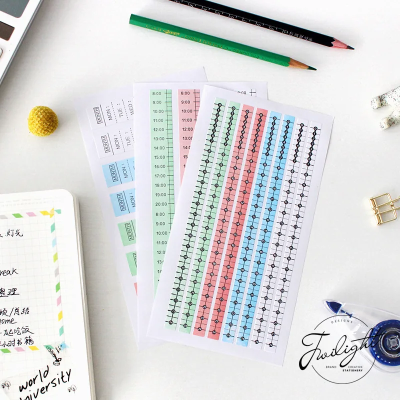 3sheets/set Time Planner Sticker Scrapbooking DIY Decoration Bullet Journal Stickers for Diary Label Notebook Stationery | Канцтовары