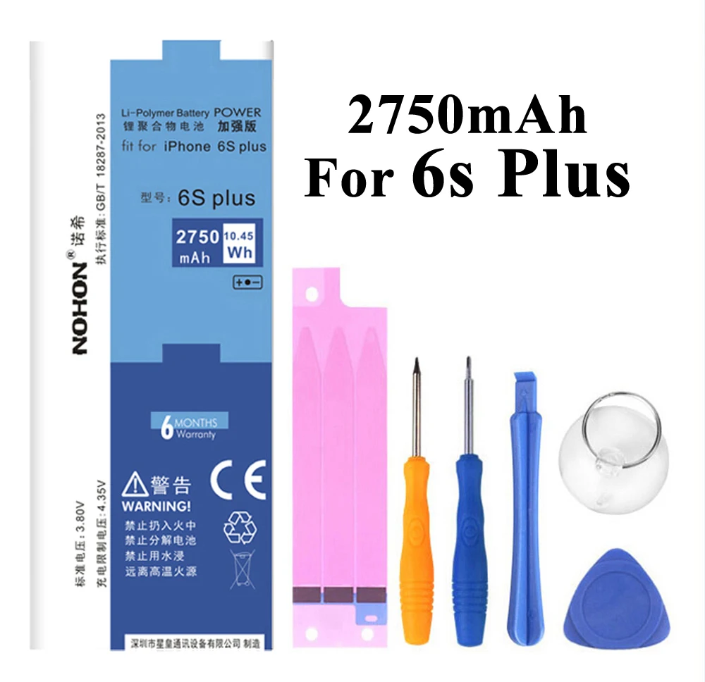 Nohon Аккумулятор для iPhone 6s Plus 6s/6s P 6s Plus встроенный литий-полимерный аккумулятор емкостью 1715-3480 мАч для Apple iPhone 6s Plus аккумулятор+ Инструменты