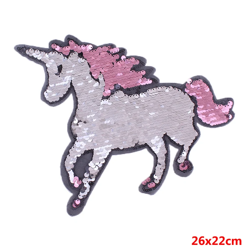 Pulaqi Sequined Patch Unicorn Embroidered Sew On Patches For Clothing DIY Sequin Applique Clothes H | Дом и сад