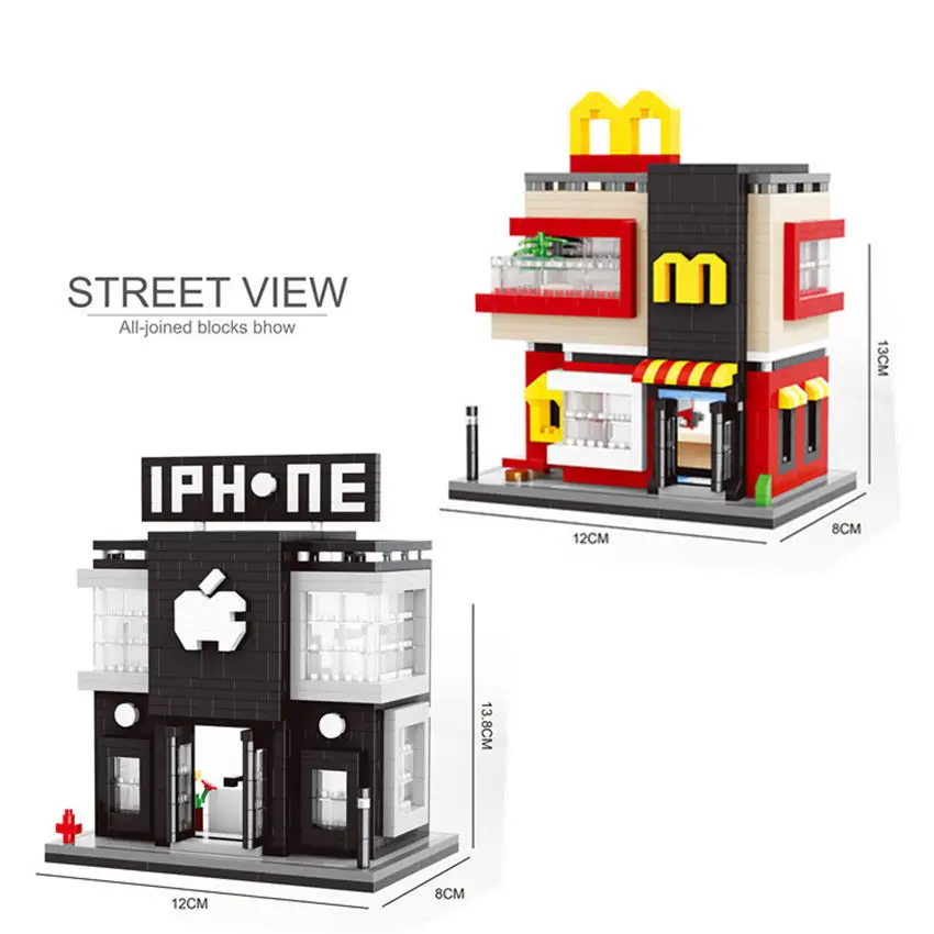 balody Store Model Mini McDonalds Street View Apple shop diamond building block toys for children gifts #16095-16097 | Игрушки и хобби