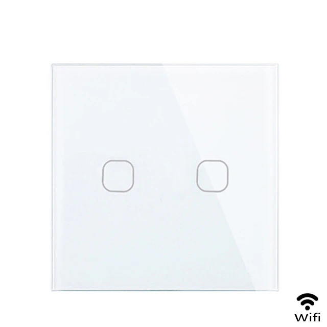 WiFi White 2gang Minitiger EU/UK wifi умный сенсорный выключатель приложение беспроводной пульт дистанционного света настенный выключатель Хрустальная стеклянная панель работает с Alexa/Google Home - Цвет: WiFi White 2gang