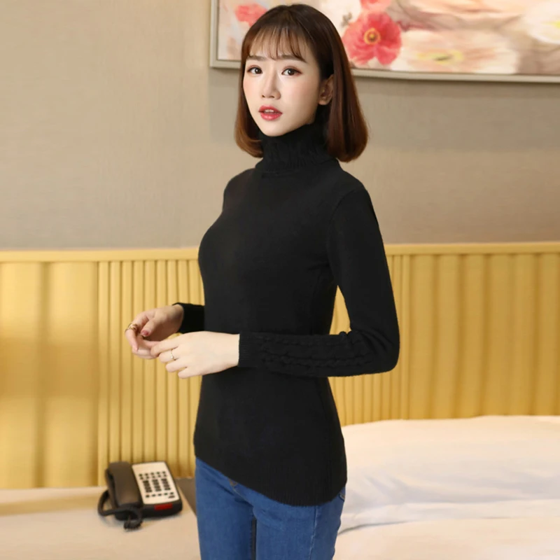 Turtleneck women sweater and pullovers autumn winter 2019 woman long sleeve Warm wool knitted female pullover Pull Femme | Женская