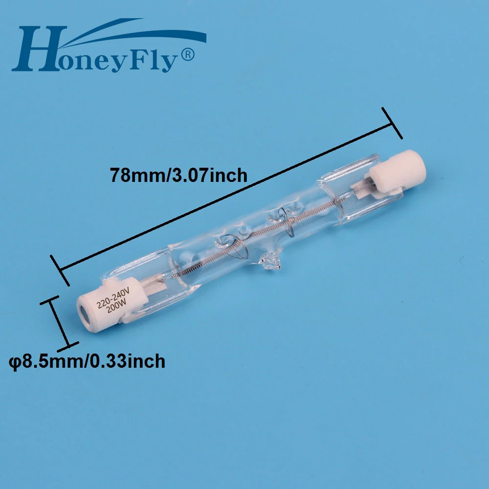 HoneyFly 10 шт. 78 мм линейная галогенная лампа J78 220 В/110 В 100 Вт 150 Вт 200 Вт 250 Вт R7S двухсторонняя нити прожекторы кварцевые трубки