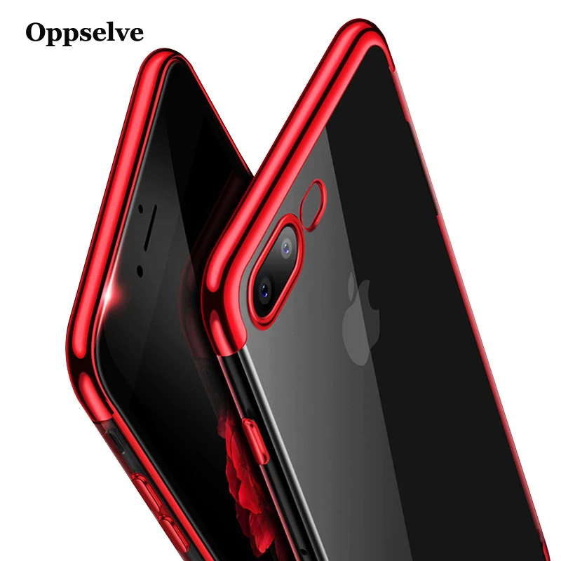 Роскошный чехол с гальваническим покрытием для iPhone 8 7 Ультратонкий Мягкий