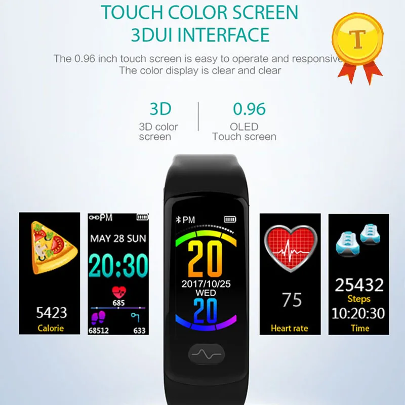 Color Screen ECG ppg healthy bluetooth Smart Band Bracelet Heart Rate Blood Pressure WristBand Sport band Watch for Android iOS |