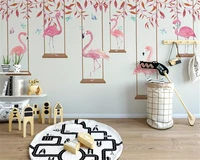 beibehang custom size modern minimalist thick silky papel de parede 3d wallpaper flamingo personality childrens room background