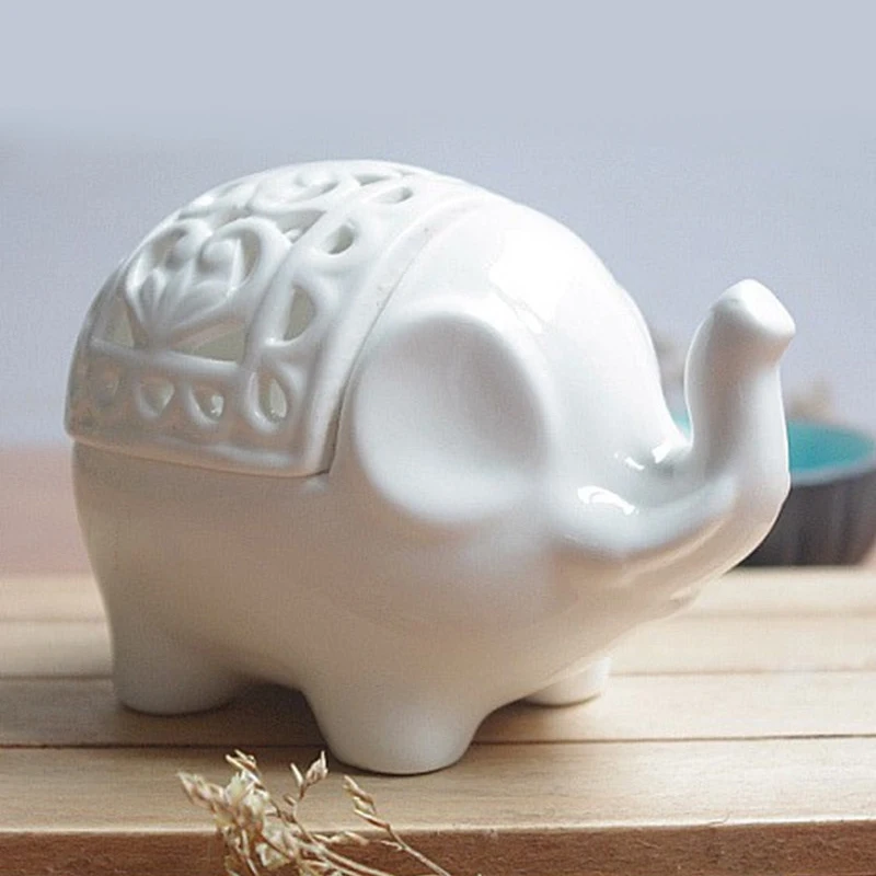 Керамический подсвечник со слоном декор для стола геометрия резной слон олень