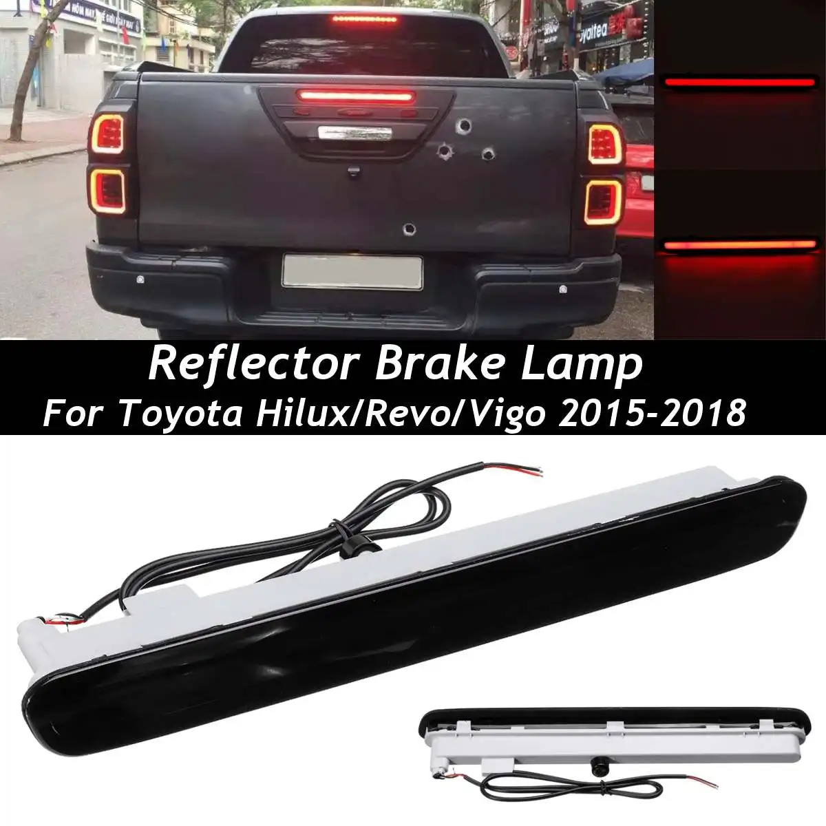 Динамический Автомобильный светодиодный задний тормозной светильник для Toyota Hilux Revo Vigo,,,, средний стоп, третий хвост, высокая Тормозная лампа