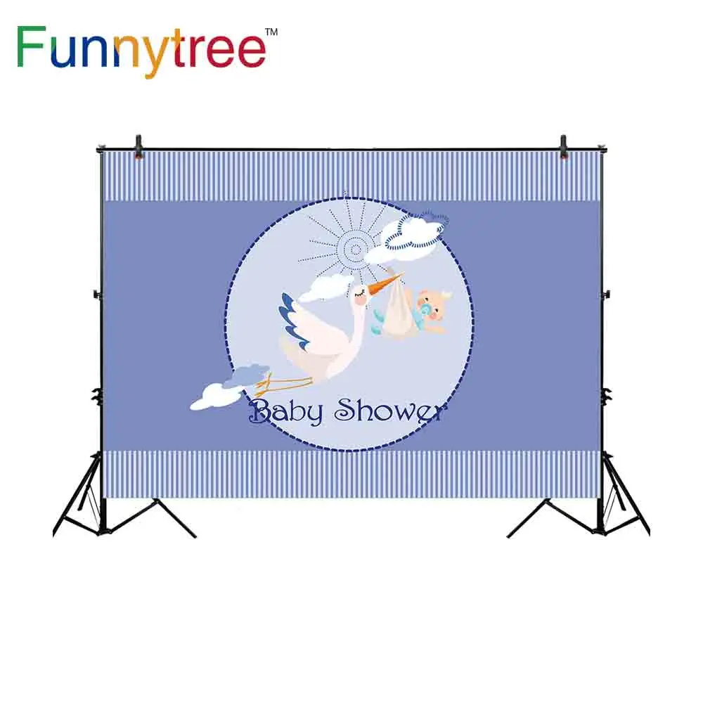 Фон Funnytree для фотосъемки темно-синий детский душ Летающий журавль милые полосы