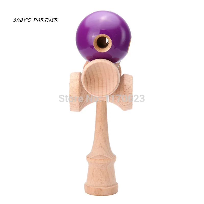 Фиолетовый 5 отверстий и 5 чашек деревянный Профессиональный Kendama Традиционная игрушка мяч игра PU крашеный пляжный мячик для жонглирования подарок для детей - Цвет: Фиолетовый