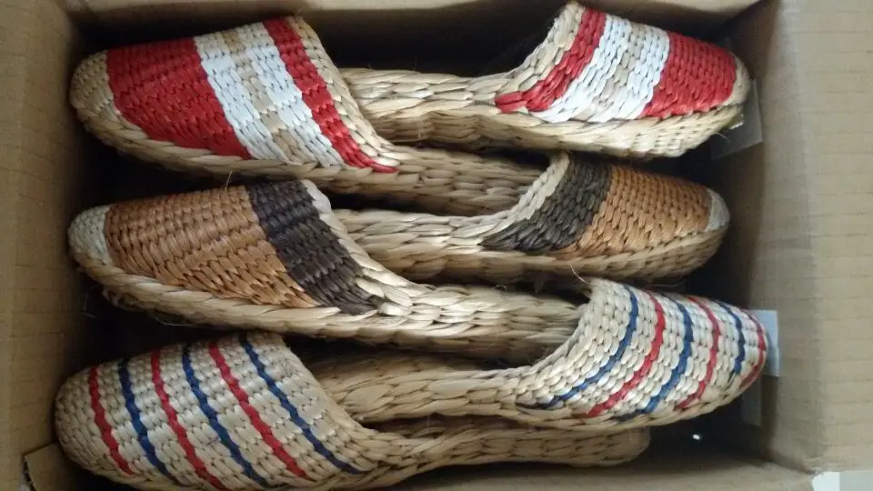 Folk Hand-Woven Deodorant Breathable Leisure Massage Slippers Bulrushes Home Men Or Women Regimen | Обувь