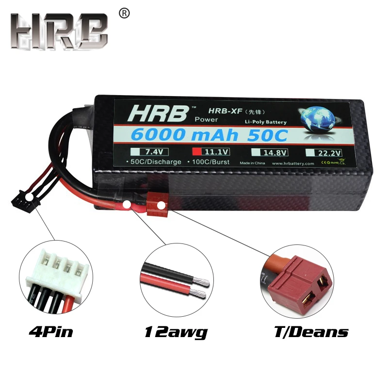 HRB Lipo RC батарея 3S 11,1 V 6000mAh 50C T Deans XT60 TRX EC5 жесткий чехол RC автомобили Грузовик Лодка Вертолет Самолет Квадрокоптер запчасти