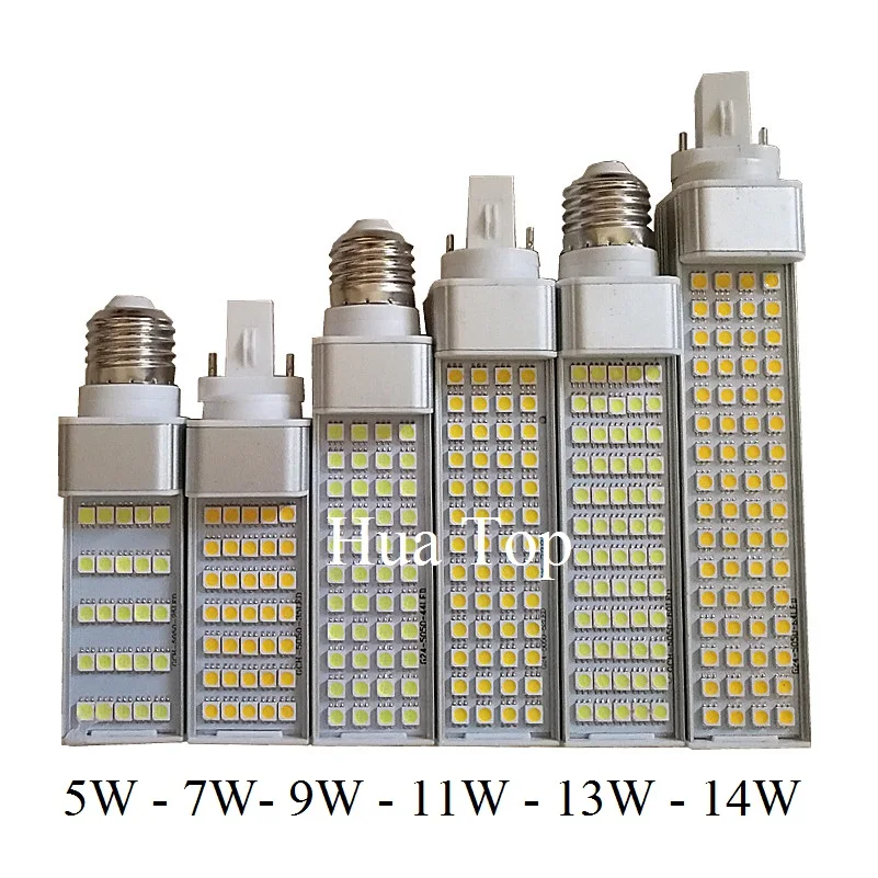 Лампа светодиодная 5 Вт 7 9 11 13 14 E27 G23 G24 85-265 В переменного тока с горизонтальным