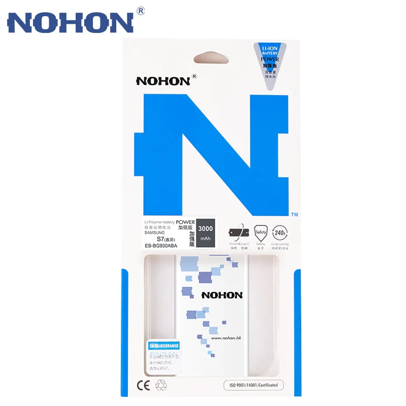 Высококачественный оригинальный аккумулятор NOHON для samsung Galaxy S7 SM G930 G9300 G930F Bateria 3000