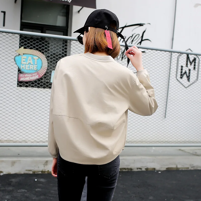 

FTLZZ Spring Women Faux Leather Jacket Fashion Single Breasted Punk Coat Black Soft Outwear PU Biker Jackets