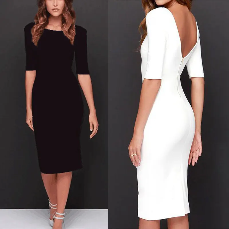 Сексуальное женское Повседневное платье с коротким рукавом открытой спиной