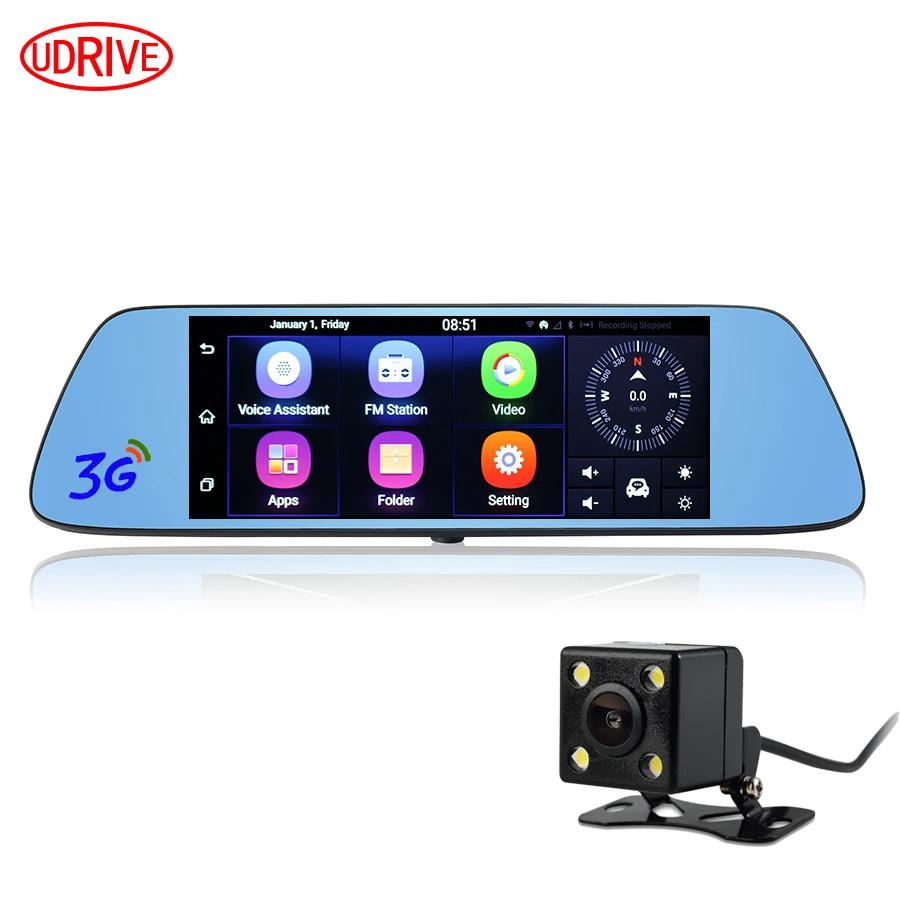 Otstrive 7 дюймов 3G автомобиля GPS навигации Android 5.0 WIFI Bluetooth Двойной объектив dvr заднего