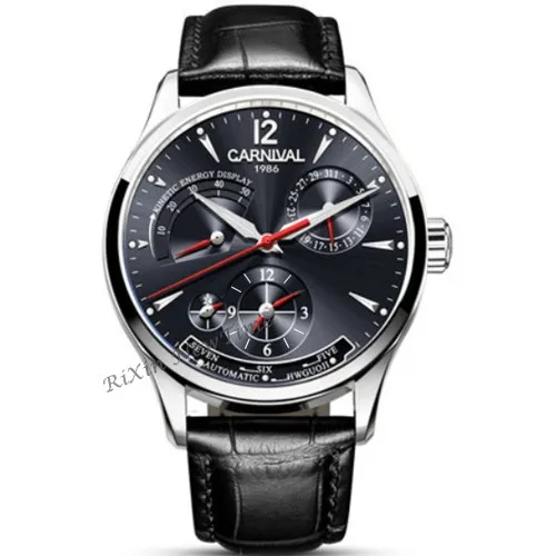 Silver black C8762 Карнавальные швейцарские мужские часы Топ бренд класса люкс многофункциональные автоматические механические часы мужские водонепроницаемые светящиеся часы montre - Цвет: Silver black C8762