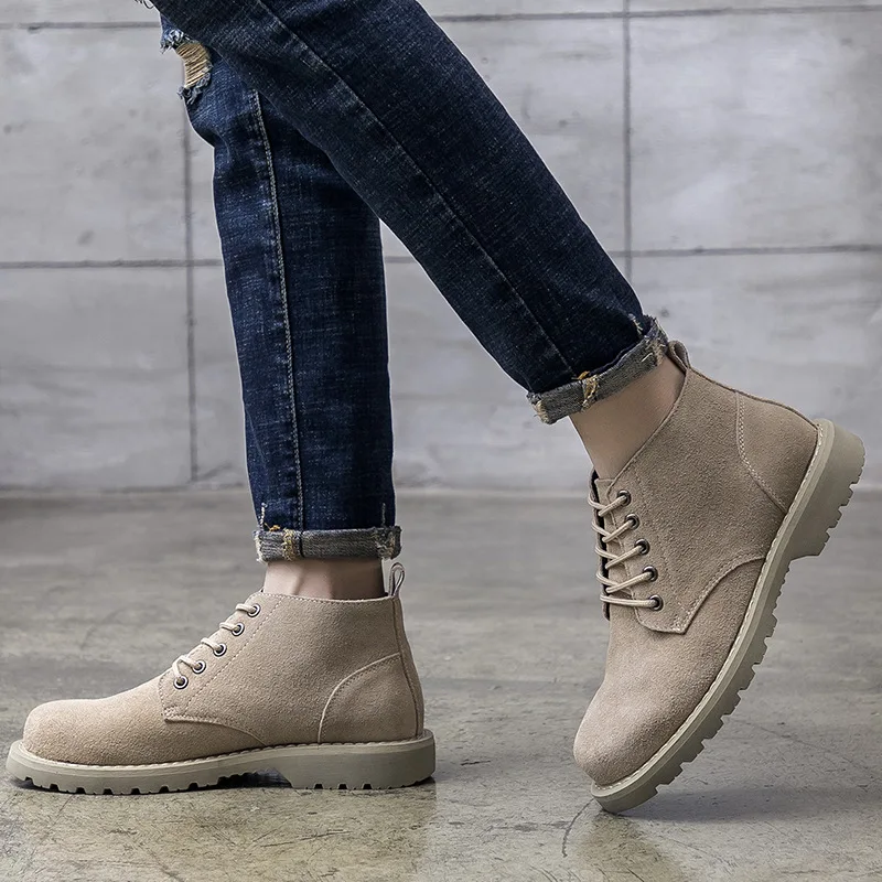 

Men Boots Genuine Leather 2019 Waterproof Work Shoes Safety Pigskin Leather Boots Hard-Wearing Men Martins Plus Size 39-44