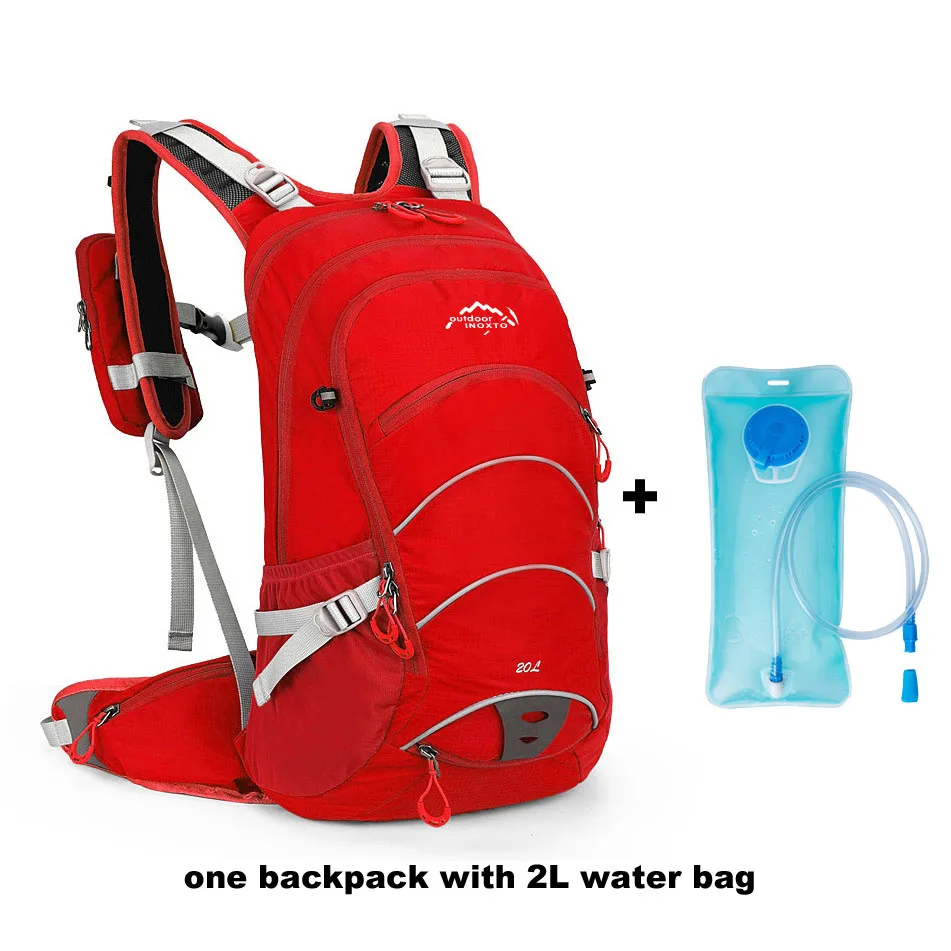 red with water bag Водонепроницаемый 20л велосипедный рюкзак для горного велосипеда, гидратационные сумки для велосипеда, для езды на велосипеде, дышащий эргономичный рюкзак, без сумки для воды - Color: red with water bag