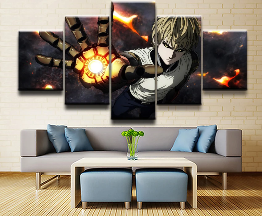 5 панелей аниме One-Punch Man Genos декор плакат современные холст печатные картины