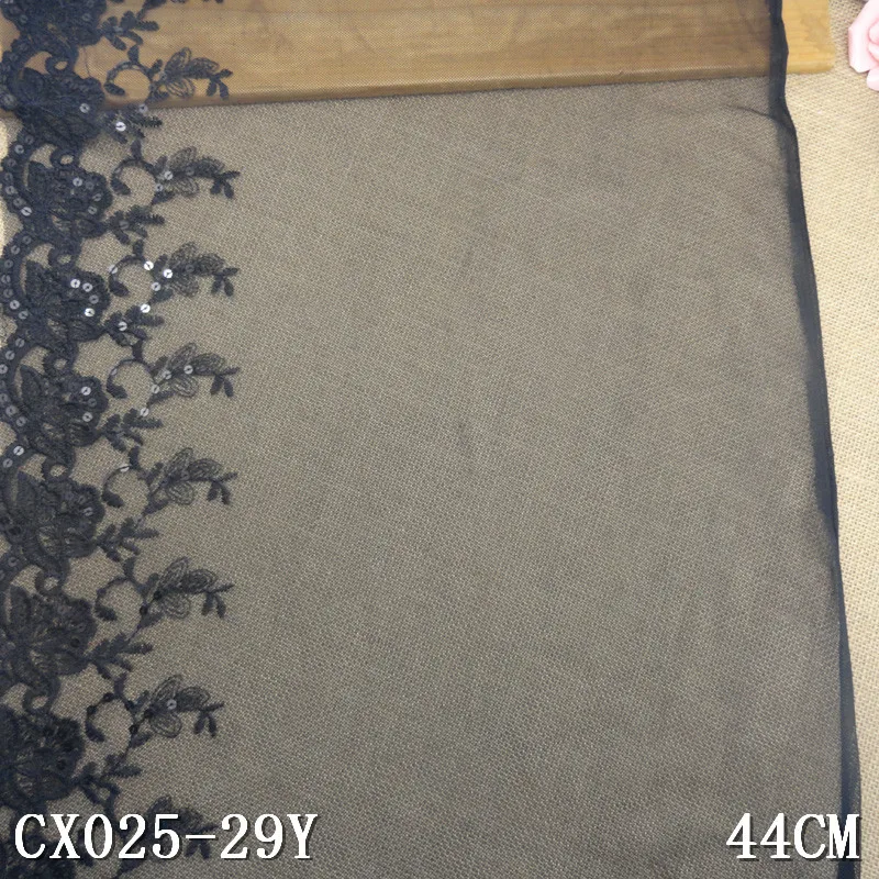 44 см ширина одежда высшего качества изысканный черный Винтаж Чистая кружево