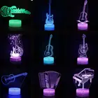 Музыкальная и танцевальная 3d-настольная лампа для гитары, рождественские черные украшения для дома, светодиодное украшение для стола, синие настольные лампы