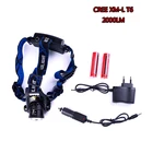 Налобный фонасветильник, светодиодный XM-L T6, 2000 люмен, зуммируемый, для кемпинга, охоты