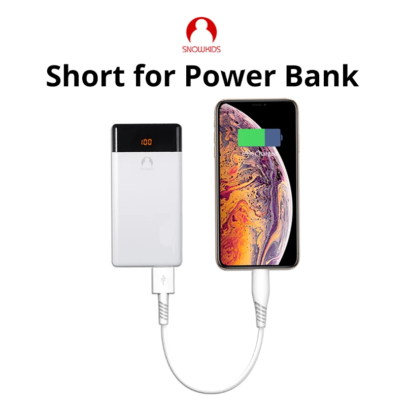 Snowkids короткий USB-кабель для быстрой зарядки iPhone X 8 7 6 5 XR XsMax внешнего аккумулятора